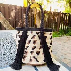 animal print Wayuu tribe tote bags-statement handmade embroidery tote bags-large